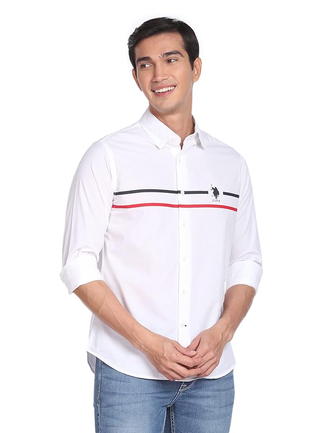 U.S. Polo ASSN. Striped Regular Fit Cotton Shirts for Men - Full Sleeve Mens Casual Shirts